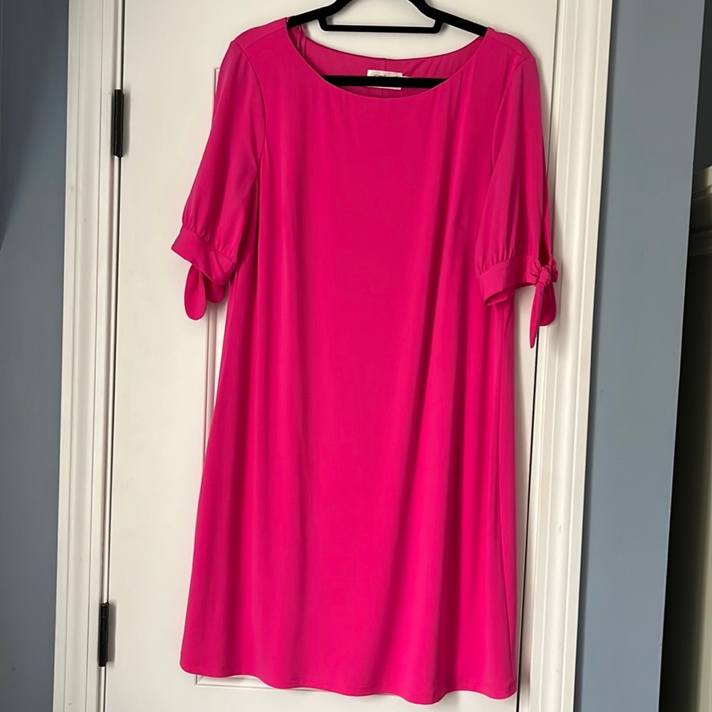 Eliza J Magenta Pink Short-sleeved Knee-length Boatneck Sheath Dress Size 14